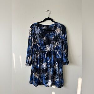 STYLE & CO. | Blue, Black & White Pattern Tunic